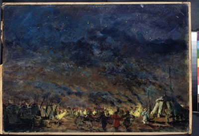 Das Polowetzer Lager (Bühnenbild für die Oper Fürst Igor von Alexander Borodin) von Konstantin Alekseevich Korovin
