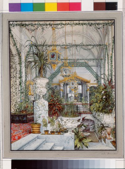 Interieurs des Winterpalastes: Der Wintergarten der Kaiserin Alexandra Fjodorowna von Konstantin Andreyevich Ukhtomsky