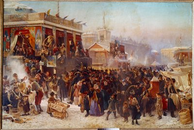 Balladins auf dem Admiraut-Platz in St. Petersburg Straßentheater von Konstantin Egorovich Makovsky