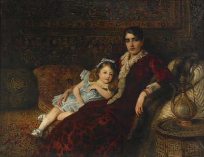 Interieur mit Mutter und Tochter, 1884 von Konstantin Egorovich Makovsky