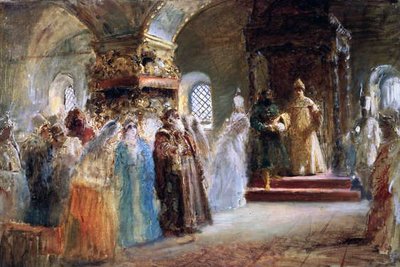 Zar Alexei Michailowitsch (1629-76) wählt eine Braut von Konstantin Egorovich Makovsky