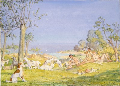 Landschaft mit Hirten und Ziegen von Konstantin Somov