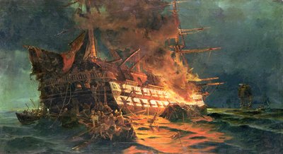 Der Verlust der Ajax, vor Kap Janissary von Konstantinos or Constantin Bolanachi