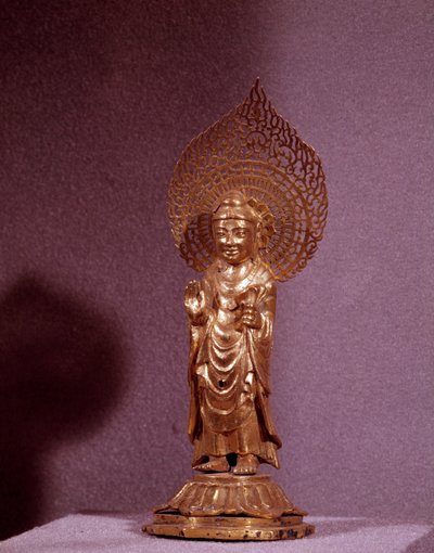 Koreanische Kunst: Darstellung des Buddha Amitabha, Goldstatuette. Silla-Periode. 7.-8. Jahrhundert. Nationalmuseum von Korea von Korean School