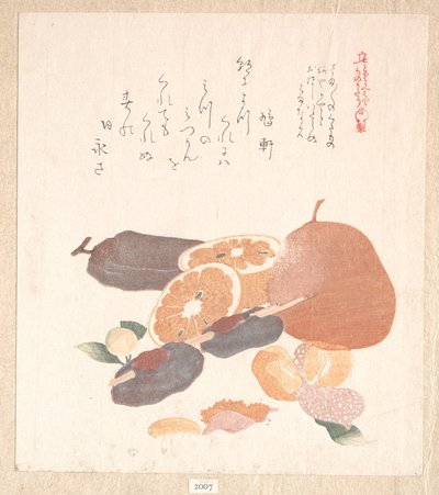 Orangen und getrocknete Kakis von Kubo Shunman