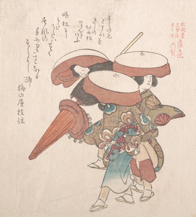 Drei Tänzer von Sumiyoshi oder Suminoye, 19. Jahrhundert von Kubo Shunman