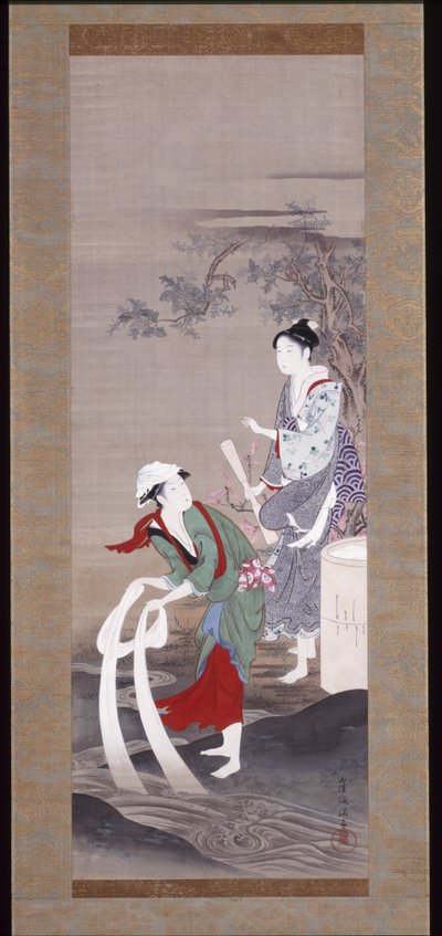 Zwei Schönheiten am Tamagawa (Kristallfluss) in Mishima von Kubo Shunman