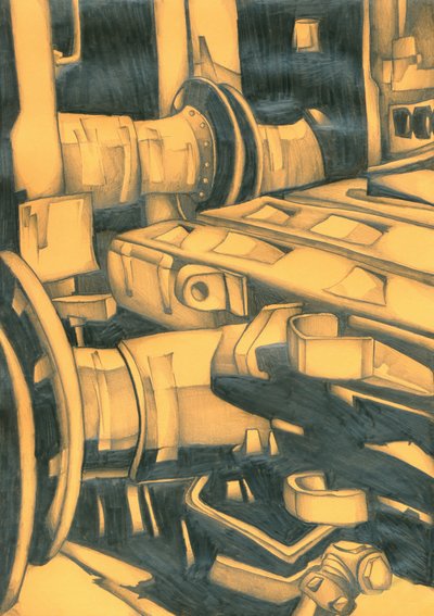 Goldene Industrielle Maschine von Kulik