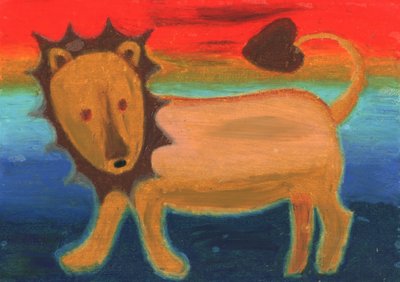 Goldener Löwe Regenbogenhimmel von Kulik