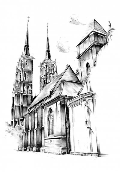 Gotische Kathedralskizze von Kulik