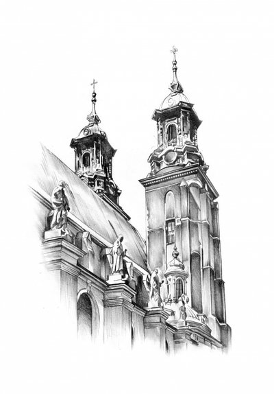 Ornate Kirchtürme Skizze von Kulik