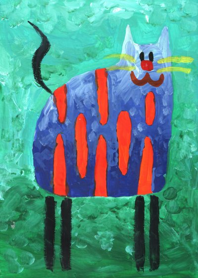 Verspielte Blau Gestreifte Katze von Kulik