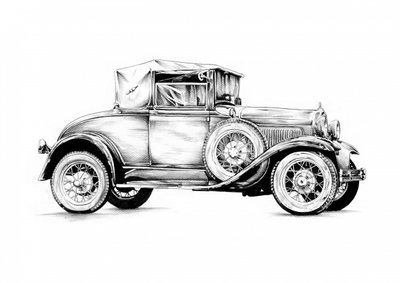 Vintage Coupé Zeichnung von Kulik