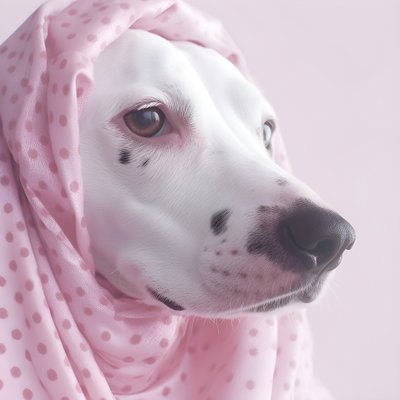 Faszinierende Nahaufnahme von Schwein rosa auf weißem Tier Dalmatinerflecken im Moiré-Muster von Kurt Heppke