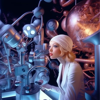 Super-Resolution Electron Microscope Shot of Woman im künstlerischen Stil von David LaChapelle 3 von Kurt Heppke
