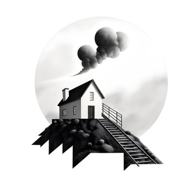 Illustration eines Hauses mit Solarpanelen, mit einem großen Pfeil dahinter, der nach rechts und oben zeigt von Kurt Heppke