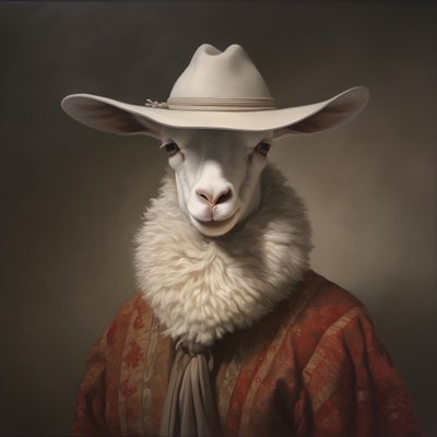Der Dalai Lama mit einem Cowboyhut von Kurt Heppke