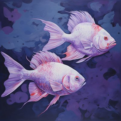 zwei Fische in der Farbe violett von Kurt Heppke