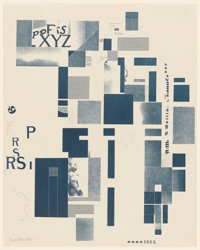 Ohne Titel, Nr. 3 von 6 aus dem Portfolio Merz 3. Kurt Schwitters 6 Lithos. Merz Mappe. Erste Mappe des Merzverlages von Kurt Schwitters