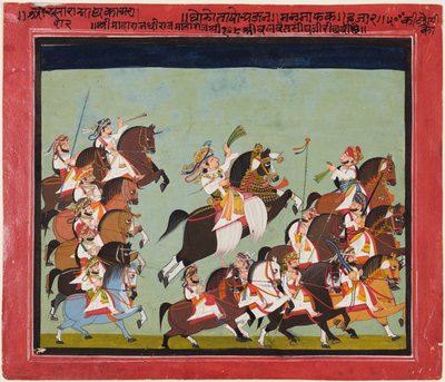 Maharaja Balwant Singh von Ratlam (r. 1825–29) in Prozession mit seinen Verwandten und Höflingen von Kushala