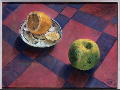Apfel und Zitrone von Kuzma Sergeevich Petrov Vodkin
