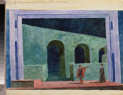 Bühnenbildentwurf für die Oper "Boris Godunow" von Modest Mussorgski von Kuzma Sergeevich Petrov Vodkin