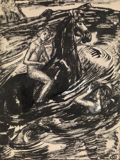 Illustration für Die Prinzessin der Flut von Mikhail Lermontov von Kuzma Sergeevich Petrov Vodkin