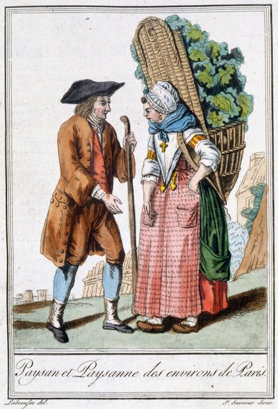Bauer und Bäuerin aus Paris - in „Enzyklopädie der Reisen“ von J. Grasset St Sauveur, Deron, Paris von L.F. Labrousse