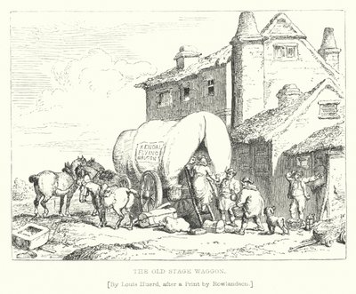 Der alte Bühnenwagen (Stich) von L. Huard