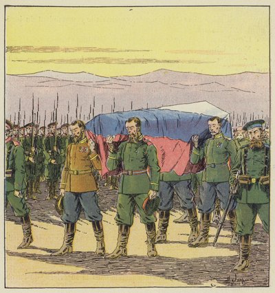 Begräbnis der russischen Verwundeten nach der Schlacht von Vafangou von L. Malespine