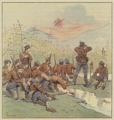 Japanische Infanterie versteckt sich im Gaolian von L. Malespine