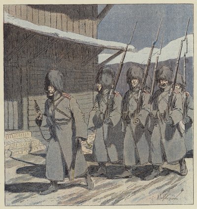 Russische Patrouille in Port-Arthur von L. Malespine