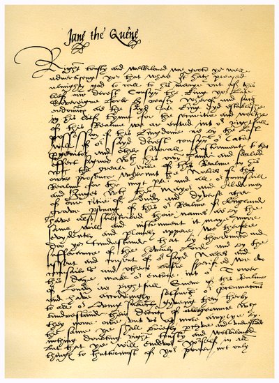 Brief von Lady Jane Grey an William Parr, 10. Juli 1553 von Lady Jane Grey