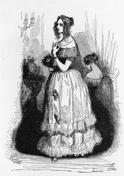 Illustration für Herzogin von Langeais, Roman von Honoré de Balzac aus der mehrbändigen Sammlung Die menschliche Komödie, Gravur von Laisne von Laisne Laisne