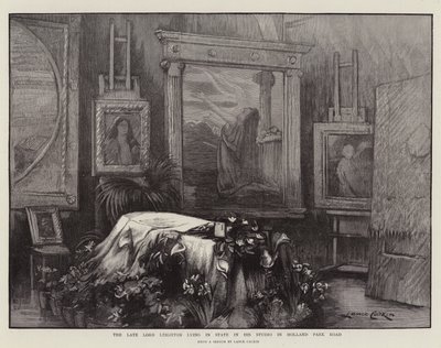 Der verstorbene Lord Leighton aufgebahrt in seinem Studio in der Holland Park Road von Lance Calkin