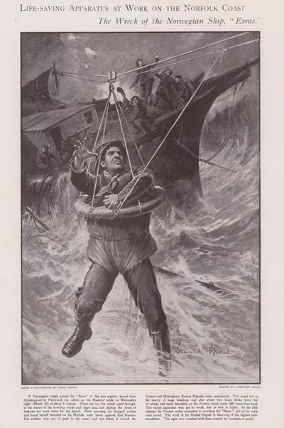 Rettungsapparat im Einsatz an der Küste von Norfolk von Lancelot Speed