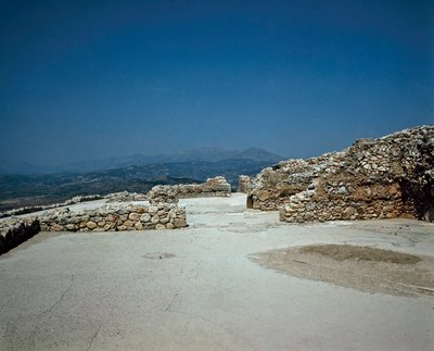 Megaron des Königspalastes: Ort der antiken Stadt Mykene, auf dem Peloponnes von Late Helladic Period Mycenaean