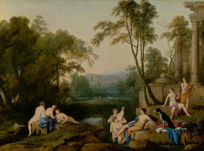 Diana und ihre Nymphen in einer Landschaft von Laurent de la Hyre