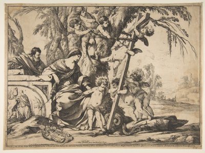 Heilige Familie mit dem Christuskind, das auf eine Schlange tritt von Laurent de la Hyre