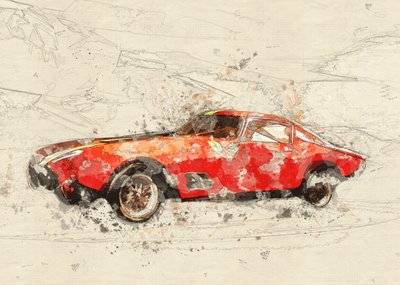 Klassische Rote Auto Skizze von Lembayung senja studio [Vintage Poster]