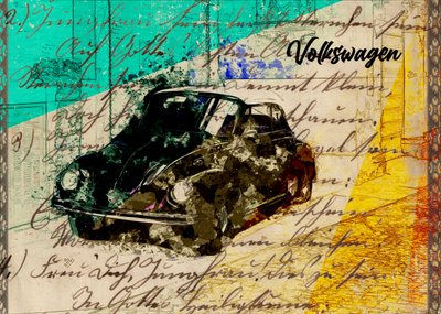 Ikonischer Käfer-Mixed-Media von Lembayung senja studio [Vintage Poster]