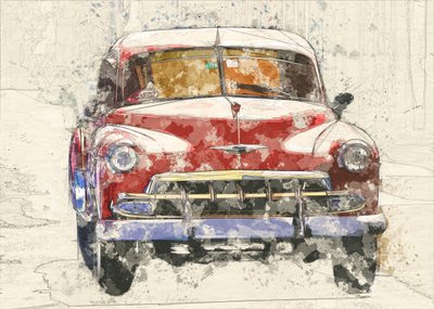 Rotes Vintage-Auto von Lembayung senja studio [Vintage Poster]