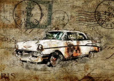 Rustikales klassisches Auto von Lembayung senja studio [Vintage Poster]