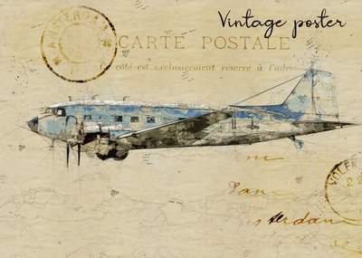 Vintage Flugzeug Postkarte von Lembayung senja studio [Vintage Poster]