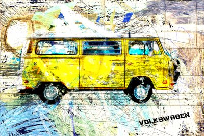 Gelber Surf-Van von Lembayung senja studio [Vintage Poster]