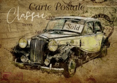Postkarte Oldtimer-Auto von Lembayung senja studio [Vintage Poster]