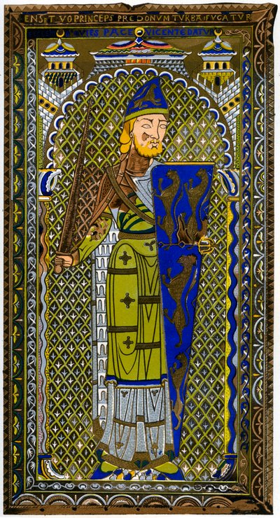 Darstellung der Emaillefigur von Geoffrey V auf seinem Grab in der Kathedrale von Le Mans, 1849 von Lemercier