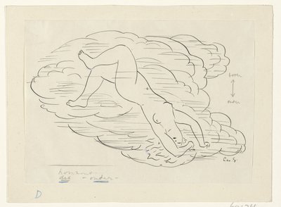 Nackte Frau in den Wolken von Leo Gestel (signed by artist)