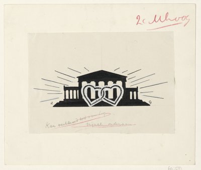 Tempel mit zwei ineinander verschlungenen Herzen von Leo Gestel (signed by artist)