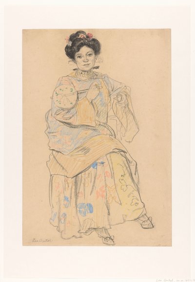 Sitzende Frau in japanischer Kleidung von Leo Gestel (signed by artist)